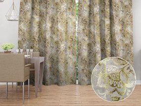 Biante Zamatový záves Tamara TMR-055 Abstraktné zelené kvety na zelenosivom 145x190 cm