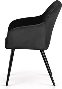 Sada štyroch jedálenských stoličiek ESTELLE zamatové, čierne / čierne nohy (4 ks)