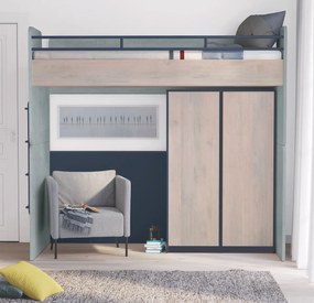 Posteľ II 90x200cm Lincoln Modular - dub, dub modrá