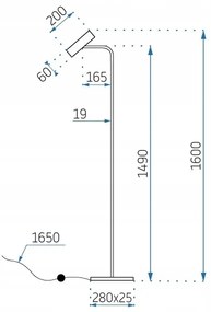 Toolight, LED podlahová lampa APP965-1F, čierna matná, OSW-04050