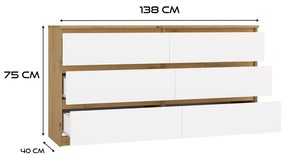 Komoda MALWA M6 138 dub artisan/bílá