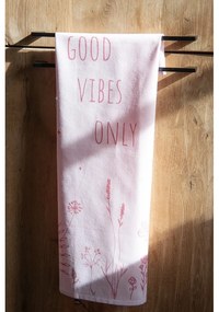Ružová bavlnená kuchynská utierka s kvietkami Good Only - 47*70 cm
