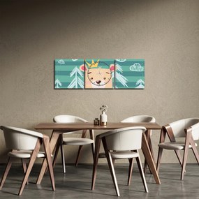 Obraz - Macko v lese (s hodinami) (90x30 cm)