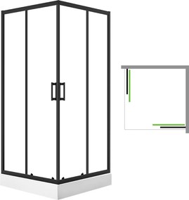 Laveo Štvorcový sprchovací kút Desna 90x90 cm - JKDD796K, čierna + vanička