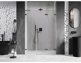 Mexen Lunar-F, L pravé skladacie sprchové dvere 140 cm, 8mm číre sklo, grafitový profil, 836SL-140-050-95-00-P