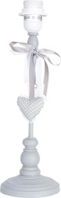 Šedá drevená základňa ku stolný lampe so srdiečkami - Ø 12 * 38 cm E27 / max 1 * 40W