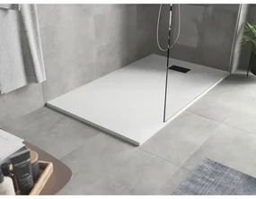Mexen Hugo, obdĺžniková sprchová vanička SMC 150 x 90 cm, biela, čierna krytka, 42109015-B