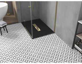 Mexen Toro, SMC obdĺžniková sprchová vanička 110 x 70 cm, čierna, zlatá krytka, 43707011-G