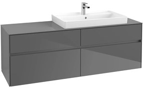 VILLEROY &amp; BOCH Collaro závesná skrinka pod umývadlo na dosku (umývadlo vpravo), 4 zásuvky, 1600 x 500 x 548 mm, Glossy Grey, C02700FP