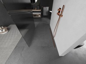 Mexen Kioto, sprchová zástena Walk-In 100 x 200 cm, 8mm sklo s rebrovým vzorom, medený matný profil, 800-100-002-65-09