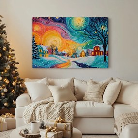 Vianočný obraz zimná rozprávka zasneženej dediny