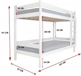 Wilsondo Poschodová posteľ s roštom Paulína 90x200 - biela