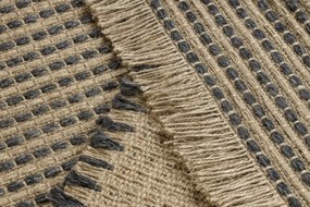Koberec JUTE 3652 so strapcami čierny / béžový