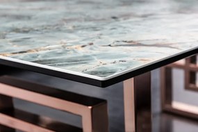 Invicta Interior -  Dizajnový konferenčný stolík ATLANTIS 100 cm, tyrkysová keramika v mramorovom vzhľade