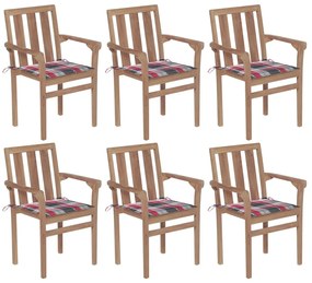 Stohovateľné záhradné stoličky s podložkami 6 ks tíkový masív 3073419