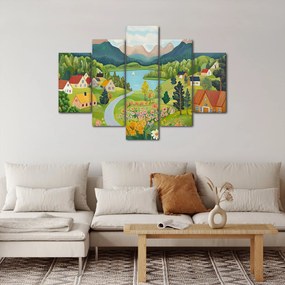 Obraz - Dedina v horách (150x105 cm)