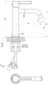 Sapho - Umývadlová batéria ICONIC 18,7 cm matná čierna