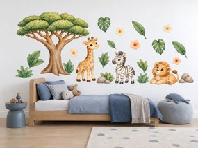 Safari zvířátka pod akácií arch 50 x 100 cm