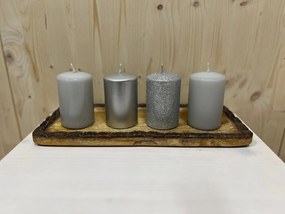 Artman Candles Strieborné valcové adventné sviečky 4ks