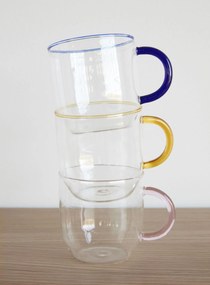 Hübsch Sklenený hrnček Clear & Color 450 ml Žltá
