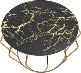 Konferenčný stolík Histor 78 cm zlatý/čierny mramor