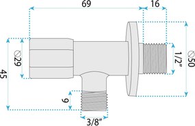 Rea Rea, rohový ventil 1/2" x 3/8", medená matná, REA-03613
