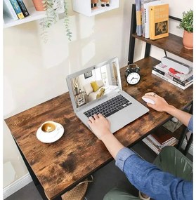 Psací stůl Vasagle Troy 120 cm s policemi hnědý/černý