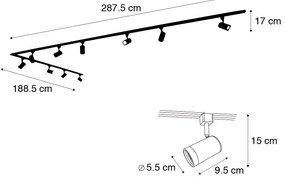 Moderný 1-fázový koľajnicový systém s 10 reflektormi biely - Jeana