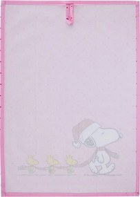 PEANUTS Utierka Snoopy s vianočnou čiapočkou - ružová