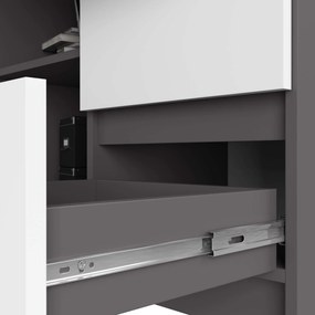 Rohový písací stôl B16 124 cm šedý/bílý pravý