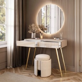 TOALETNÝ STOLÍK KATHLEEN GLAM KAŠMÍR LESK + ZLATÉ NOHY + ZRKADLO