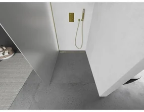 Mexen Kioto, sprchová zástena Walk-In 130 x 200 cm, 8mm sklo námraza, zlatý matný profil, 800-130-101-55-30