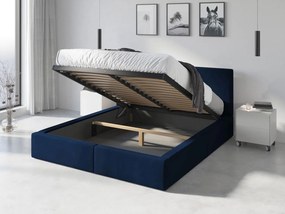 BMS GROUP Čalúnená posteľ HILTON 160x200cm výklopná tmavo modrá