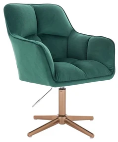 LuxuryForm DESIGN Kreslo AMALFI VELUR na zlatom kríži - zelené