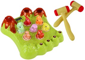 LEAN TOYS Hra Buchni Dinosaura – kladivá, zvuky, svetlá – zelená