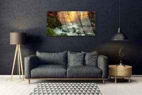 Skleneny obraz Vodopád príroda les jeseň 140x70 cm