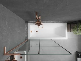 Mexen Next L, 1-krídlová vaňová zástena 100 x 150 cm, 6mm číre sklo-čierny vzor, medený profil, 895-100-000-03-77-65
