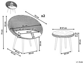 Ratanová bistro sada prírodná ORTIGIA Beliani