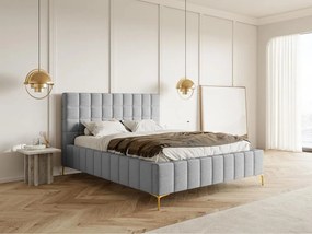 Manželská posteľ 180 cm Sheldona 180 (s roštom) (s úl. priestorom) (svetlosivá + zlatá). Vlastná spoľahlivá doprava až k Vám domov. 1099762