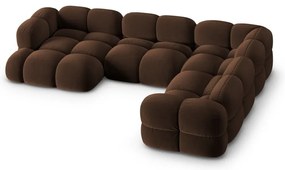 Tmavohnedá zamatová rohová pohovka (pravý roh/do tvaru "U") Loretto – Cosmopolitan Design