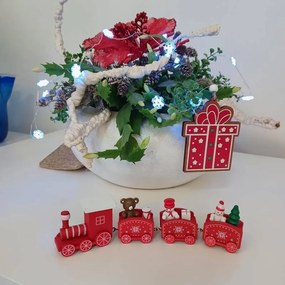 DECOLED Dekorácia, vlak, 22,3 x 7,2 x 2,8 cm, červená