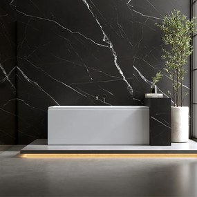 BPS-koupelny Akrylátová obdĺžniková vaňa s krycím panelom HYD-NIL150 150x70 cm biela, odtokový komplet chróm