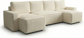 Rozkladacia sedacia súprava do U SMART BOUCLE 303x143 cm, krémová