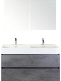 Kúpeľňový nábytkový set Maxx XL 120 cm s keramickým dvojitým umývadlom Model 2 a zrkadlovou skrinkou betón antracitovo sivá