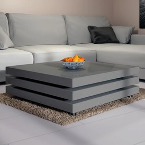 Konferenčný stolík NY – 60 x 60 cm – vysoký lesk šedý