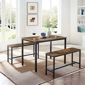 VASAGLE Jedálenský stôl s dvoma lavicami 110 x 75 x 70 cm