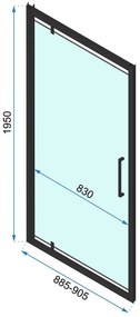 Rea Rapid Swing, 3-stenový sprchovací kút 90(dvere) x 80(stena) x 195 cm, 6mm číre sklo, zlatý matný profil, KPL-02520