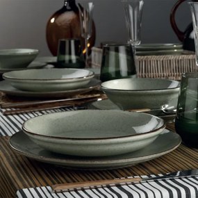 18-dielna jedálenská súprava zelená/porcelán