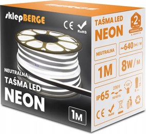 ECOLIGHT LED pásik NEON - 230V - 1m - 8W/m - IP68 - vodotesný - neutrálna biela