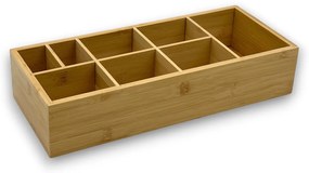 Bambusový organizér na prísady, príbory, na stôl, ku grilu, 8 priehradiek 36 x 15 x 7,5 cm